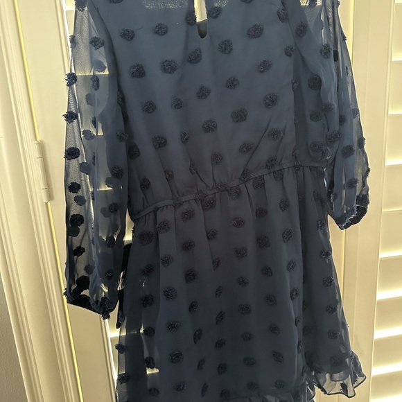 Girls navy chiffon polka dot dress Ava & Yelly - Picture 5 of 6